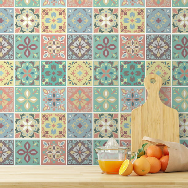 6"' @ 48pcs Walplus Spanish Limestone  Mosaic Tile Wall Sticker Decals Size